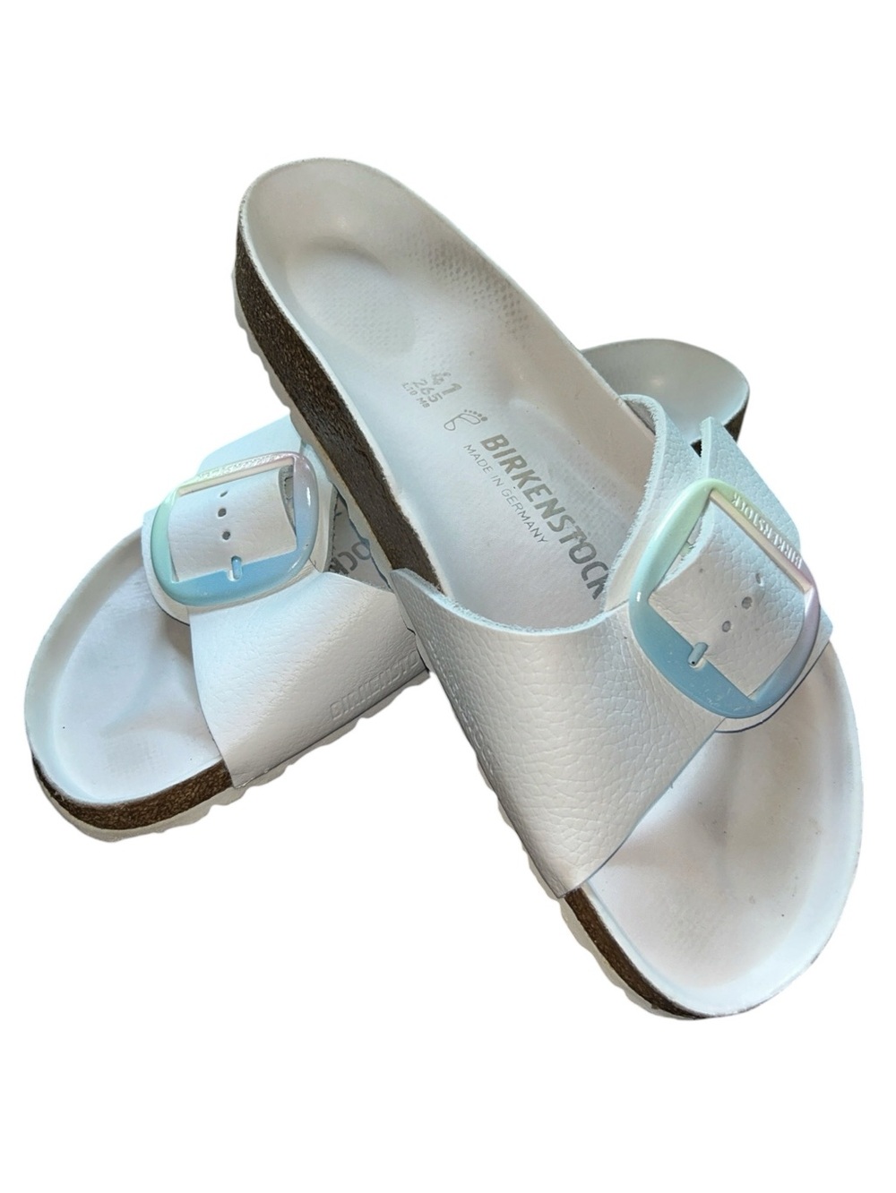 Birkenstock Madrid Rainbow Big Buckle White Leather Size EU 41 - Picture 14 of 15